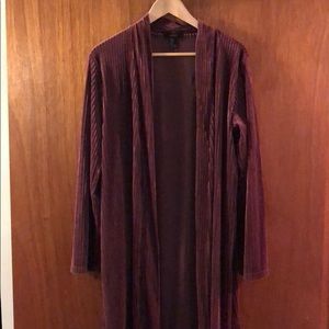 F21 open front ribbed velvet duster cardigan